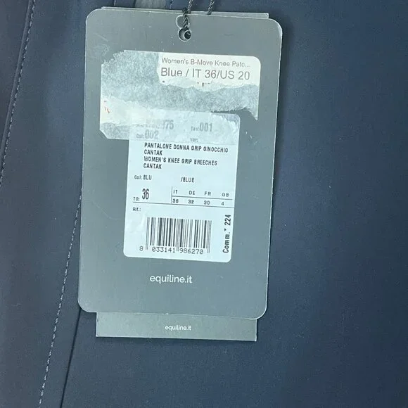 Equiline Women's B-Move Knee Patch Breeches - Navy - US 20 IT 36 - Picture 5 of 8